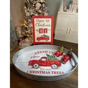 Large lot Christmas red truck countdown salt & pepper buffalo plaid